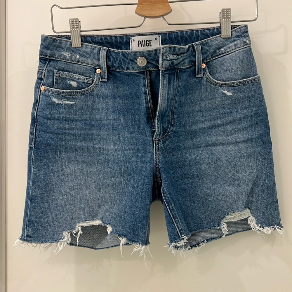 Paige Sarah Longline Distressed Denim Cutoff Shorts - Size 25